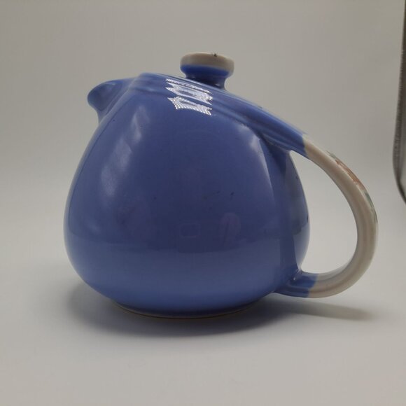 1940s Hall Superior Quality Kitchenware Rose Parade Teapot Blue With Floral Lid - Picture 10 of 16